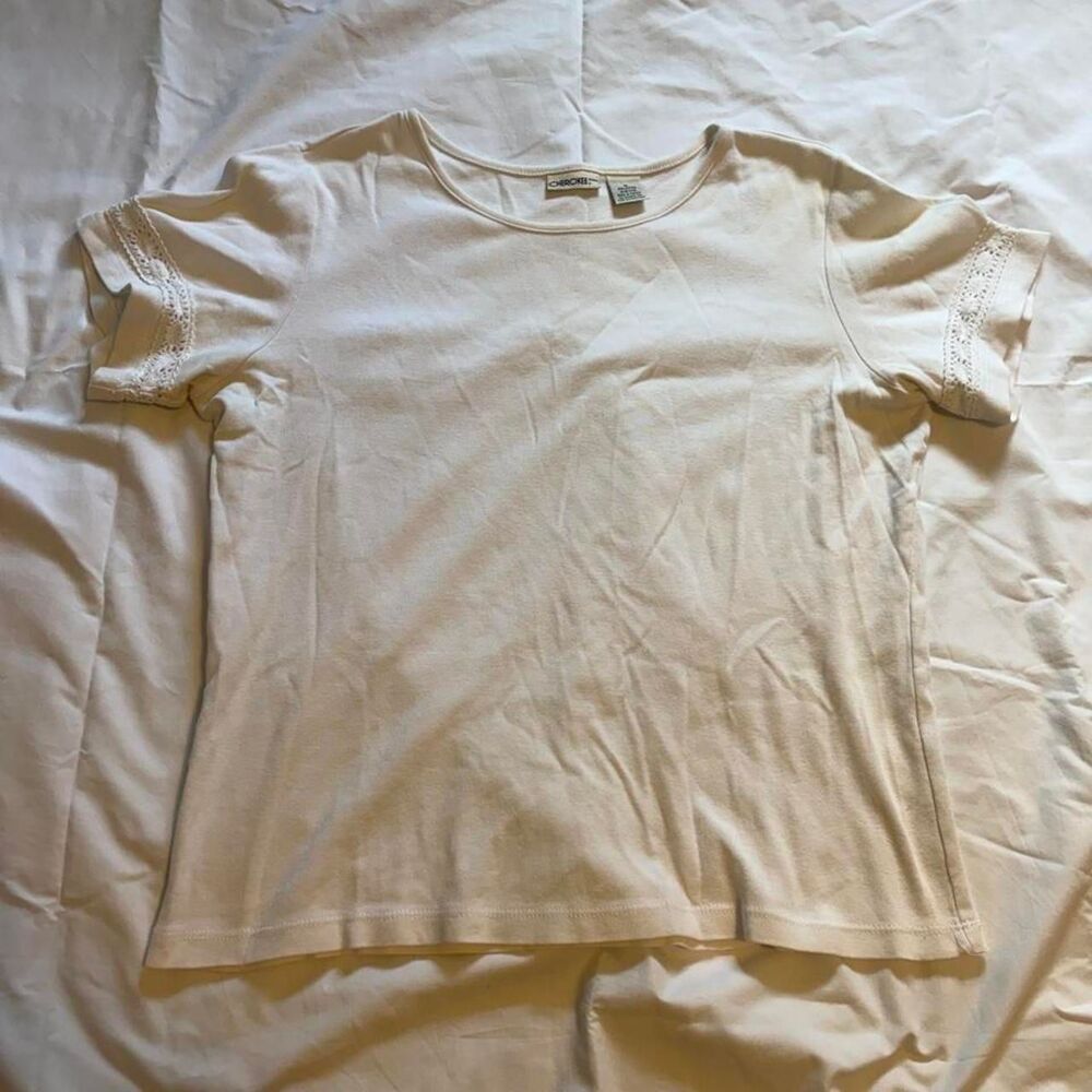 Cherokee Women's White and Cream T-shirt